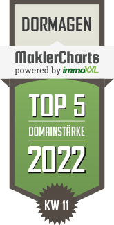 MaklerCharts KW 10/2022 - K Immobilien ist TOP-5-Makler in Dormagen