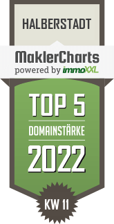 MaklerCharts KW 10/2022 - Halberstdter Wohnungsgesellschaft mbH ist TOP-5-Makler in Halberstadt