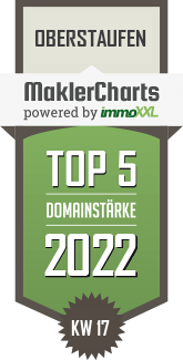 MaklerCharts KW 16/2022 - Cordulas Immobilienbörse ist TOP-5-Makler in Oberstaufen