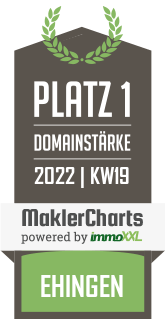 MaklerCharts KW 18/2022 - Franz Rothenbacher Immobilien ist bester Makler in Ehingen