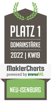 MaklerCharts KW 18/2022 - Main Estate Immobilien GmbH ist bester Makler in Neu-Isenburg