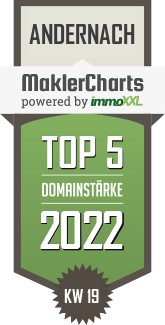 MaklerCharts KW 18/2022 - MittelRhein Immobilien, Inh. Uta Zerfas ist TOP-5-Makler in Andernach