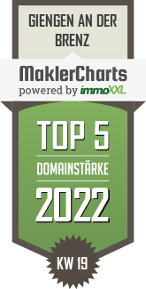 MaklerCharts KW 18/2022 - Wohnbau Oberhansl GmbH & Co.  Baubetreuung KG ist TOP-5-Makler in Giengen an der Brenz