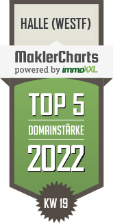 MaklerCharts KW 18/2022 - KreisWohnstttenGenossenschaft Halle (Westf.) eG ist TOP-5-Makler in Halle (Westf)