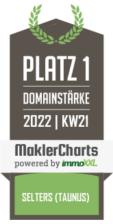 MaklerCharts KW 20/2022 - Wessinghage Immobilien e. Kfr. IVD ist bester Makler in Selters (Taunus)
