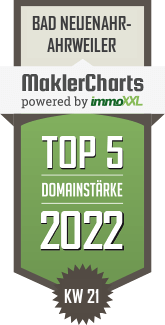 MaklerCharts KW 20/2022 - Domo PM Immobilienvermittlungs GmbH ist TOP-5-Makler in Bad Neuenahr-Ahrweiler