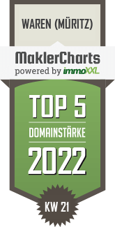 MaklerCharts KW 20/2022 - WOGEWA Wohnungsbaugesellschaft Waren mbH ist TOP-5-Makler in Waren (Mritz)