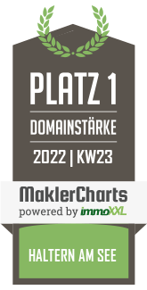 MaklerCharts KW 22/2022 - Immopoint Vest GmbH & Co. KG ist bester Makler in Haltern am See