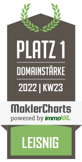 MaklerCharts KW 22/2022 - Wertgutachter & Immobilienbüro Buch ist bester Makler in Leisnig