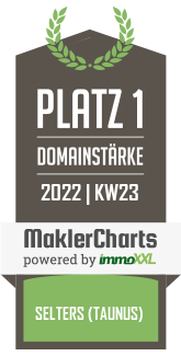 MaklerCharts KW 22/2022 - Wessinghage Immobilien e. Kfr. IVD ist bester Makler in Selters (Taunus)