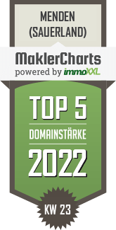 MaklerCharts KW 22/2022 - Kreytenberg Immobilien ist TOP-5-Makler in Menden (Sauerland)