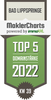 MaklerCharts KW 38/2022 - HAFER Immobilien GmbH ist TOP-5-Makler in Bad Lippspringe