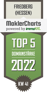 MaklerCharts KW 40/2022 - RB2-Immobilien ist TOP-5-Makler in Friedberg (Hessen)