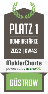 MaklerCharts KW 42/2022 - ImmobilienBüro Ehlers ist bester Makler in Güstrow