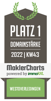 MaklerCharts KW 42/2022 - Müller Immobilien Ostfriesland ist bester Makler in Westoverledingen