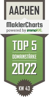 MaklerCharts KW 42/2022 - Immobilien Kompetenzzentrum Aachen ist TOP-5-Makler in Aachen