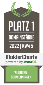 MaklerCharts KW 44/2022 - Immobilienbüro Singler ist bester Makler in Villingen-Schwenningen