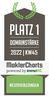 MaklerCharts KW 44/2022 - Müller Immobilien Ostfriesland ist bester Makler in Westoverledingen