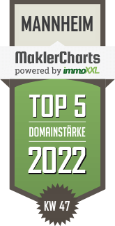 MaklerCharts KW 46/2022 - GBG - Mannheimer Wohnungsbaugesellschaft mbH ist TOP-5-Makler in Mannheim