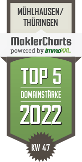MaklerCharts KW 46/2022 - Ines Thüne Immobilien ist TOP-5-Makler in Mühlhausen/Thüringen