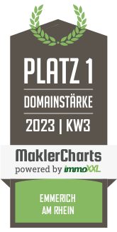 MaklerCharts KW 02/2023 - Rainer Elsmann Immobilien GmbH ist bester Makler in Emmerich am Rhein