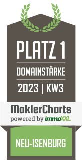 MaklerCharts KW 02/2023 - Main Estate Immobilien GmbH ist bester Makler in Neu-Isenburg