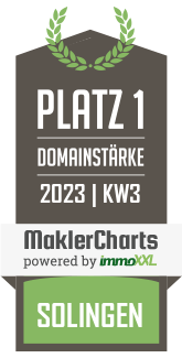 MaklerCharts KW 02/2023 - Kettenbach Immobilien GmbH ist bester Makler in Solingen