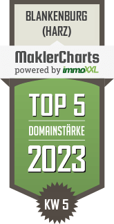 MaklerCharts KW 04/2023 - Stadt Blankenburg (Harz) ist TOP-5-Makler in Blankenburg (Harz)