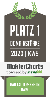 MaklerCharts KW 08/2023 - Jörg Bühre Immobilien e.K. ist bester Makler in Bad Lauterberg im Harz