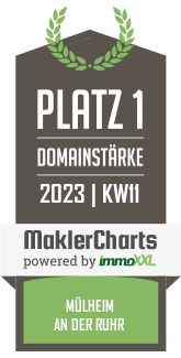 MaklerCharts KW 10/2023 - ImmoVernunft GmbH ist bester Makler in Mülheim an der Ruhr