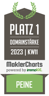 MaklerCharts KW 10/2023 - Dipl.-Ing. Dirk Dobberstein Immobilien ist bester Makler in Peine