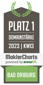 MaklerCharts KW 12/2023 - KRAN IMMO GmbH - Makler für Immobilien in Paderborn ist bester Makler in Bad Driburg