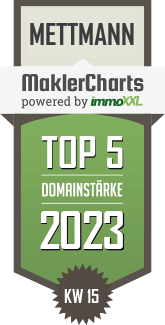 MaklerCharts KW 14/2023 - Projekt Immobilien- u. Beteiligungsges. mbh  ist TOP-5-Makler in Mettmann