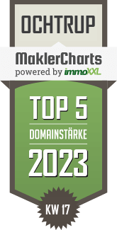 MaklerCharts KW 16/2023 - Volksbank Ochtrup-Laer eG und Grnewald & Niesing Immobilien GmbH ist TOP-5-Makler in Ochtrup