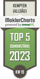 MaklerCharts KW 18/2023 - Hold Immobilien GmbH ist TOP-5-Makler in Kempten (Allgu)
