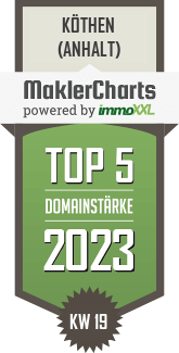 MaklerCharts KW 18/2023 - Sachverstndigenbro und Immobilienagentur Jens Wecke ist TOP-5-Makler in Kthen (Anhalt)