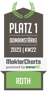 MaklerCharts KW 21/2023 - IMMOBILIENAGENTUR ROTH ist bester Makler in Roth