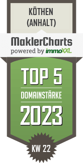 MaklerCharts KW 21/2023 - Sachverstndigenbro und Immobilienagentur Jens Wecke ist TOP-5-Makler in Kthen (Anhalt)