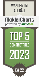MaklerCharts KW 21/2023 - Immobilienschmiede Allgu ist TOP-5-Makler in Wangen im Allgu