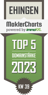 MaklerCharts KW 38/2023 - Rttgers und Zieris Immobilien, Inh. Rainer Zieris und Reinhard Zimmermann ist TOP-5-Makler in Ehingen