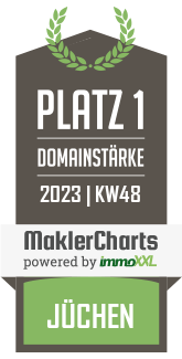 MaklerCharts KW 47/2023 - Immoviser GmbH ist bester Makler in Jüchen