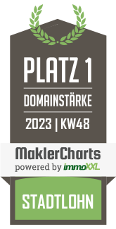 MaklerCharts KW 47/2023 - VR-Westmnsterland Immobilien GmbH - Geschftsbereich Dlmen ist bester Makler in Stadtlohn