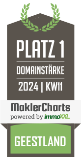 MaklerCharts KW 10/2024 - Bentz Immobilienagentur ist bester Makler in Geestland