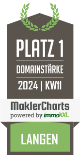 MaklerCharts KW 10/2024 - Immobilienkontor42 KG ist bester Makler in Langen