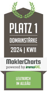 MaklerCharts KW 10/2024 - Oesterle GmbH Immobilien ist bester Makler in Leutkirch im Allgu
