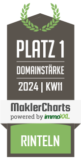 MaklerCharts KW 10/2024 - JPK Immobilien, Inh. Jrg-Peter Klling ist bester Makler in Rinteln