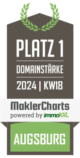 MaklerCharts KW 17/2024 - von Poll Immobilien GmbH ist bester Makler in Augsburg