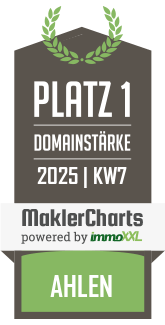 MaklerCharts KW 07/2025 - Kupfernagel Immobilien ist bester Makler in Ahlen