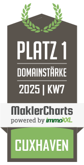 MaklerCharts KW 07/2025 - Wohnraum-Cuxhaven Immobilien Jrg Klemmer e.K. ist bester Makler in Cuxhaven