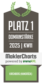 MaklerCharts KW 11/2025 - Kirchberger Immobliliendienst ist bester Makler in Kirchberg (Hunsrck)